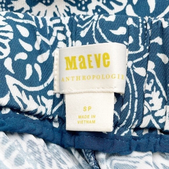 Anthropologie Maeve Blue Tile Print Flowy Pants Size SP Small Petite Boho Summer - Picture 9 of 12